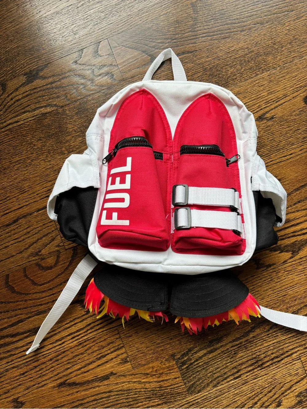 Kids White and Red 'Fuel' Rocket Backpack